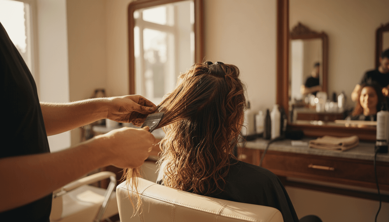 Stylist applying color to client's hair at Grazie Salon in Centennial