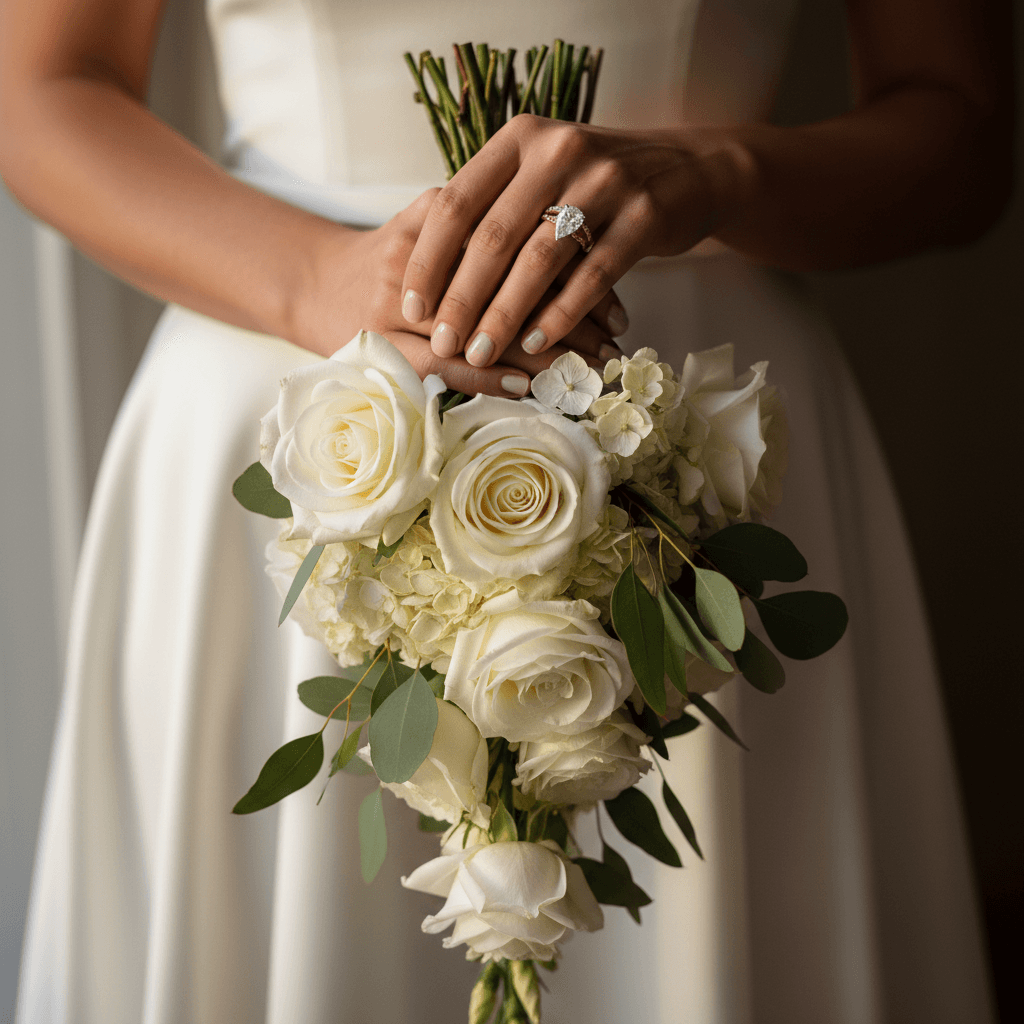 Bride with flowing waves and decorative hair comb